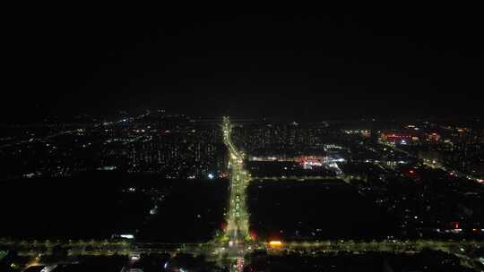 广东阳江城市夜景交通航拍