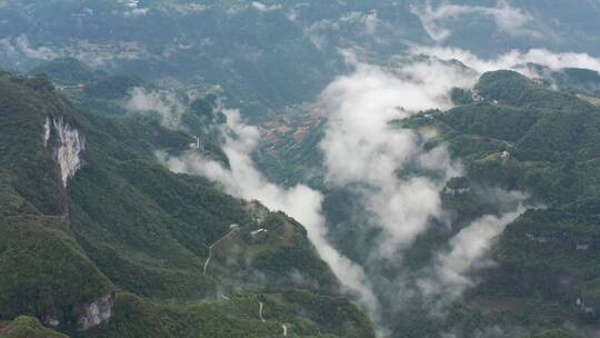 4k航拍高山峡谷云海