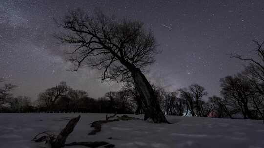 吉林四方顶夜晚星空星轨天空银河延时