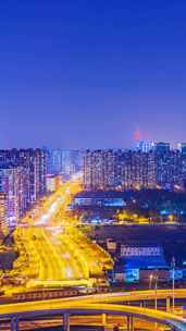 北京中央电视塔城市建筑车流高视角夜景延时
