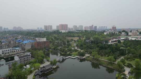 航拍河南南阳卧龙岗武侯祠