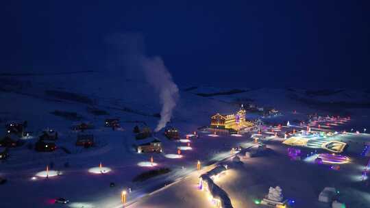 呼伦贝尔冰雪欢乐谷雪夜灯光