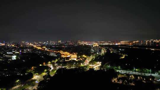 泉州临漳门夜景航拍鲤城区夜晚新门街夜景