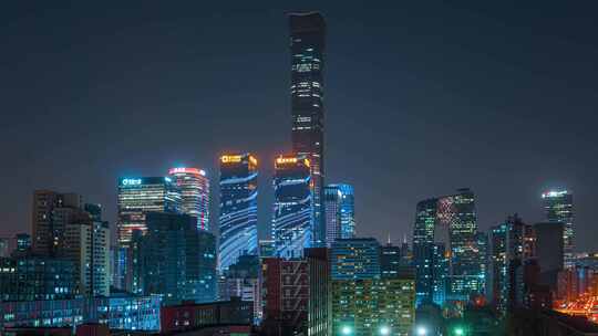 北京城市夜景北京国贸大裤衩夜景