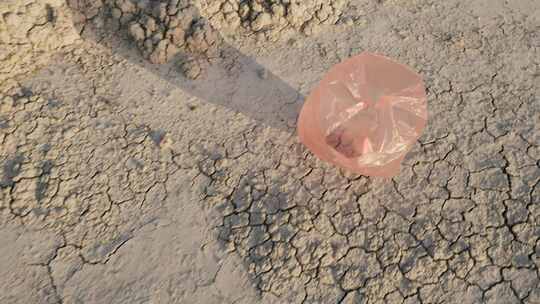 塑料袋在干燥的地球环境灾难中飞行