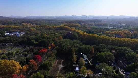 江苏南京灵山风景区前湖秋天秋色航拍