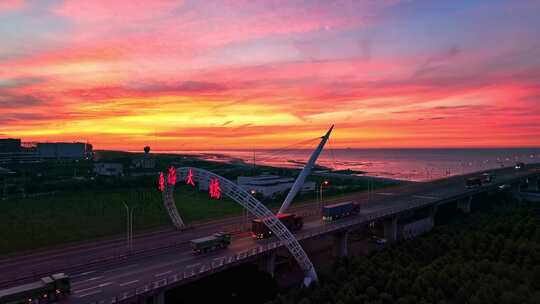 东海大桥 日出 上海建设 临港 跨海大桥