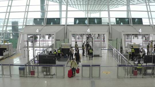 深圳宝安国际机场航拍 机场安检