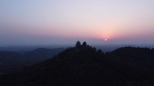 武汉龙泉山风景区远眺亭航拍