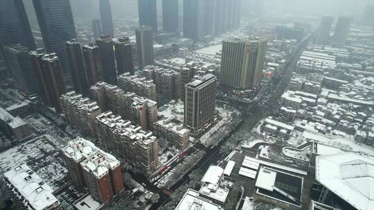 城市下雪雪景都市人文大合集视频素材模板下载