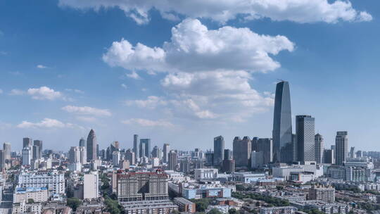 蓝天下的天津城景延时