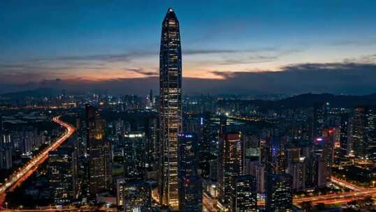 深圳城市高楼夜景航拍素材