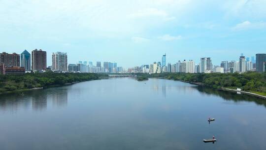 广西南宁天际线南湖公园天空之镜风景航拍