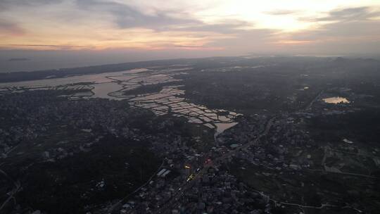 乡村夕阳航拍