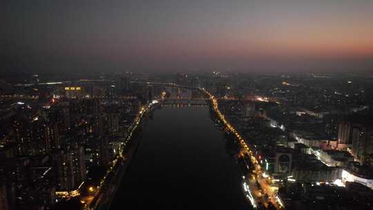 湖南衡阳城市夜景灯光航拍