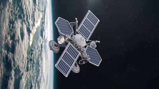 观测卫星在地球轨道视频素材模板下载