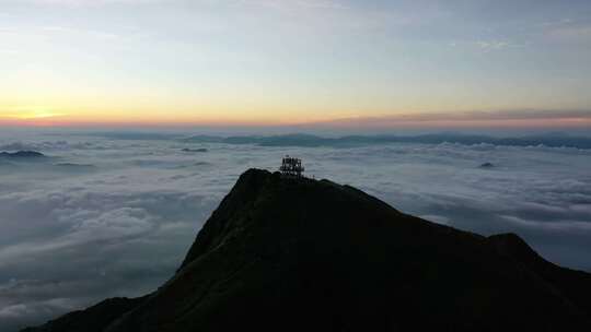 广东梅州航拍铜鼓峰粤东第一峰