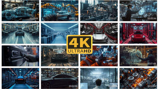 4K新能源汽车厂生产线制造工1高清在线视频素材下载