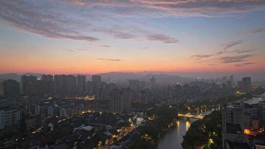 余姚城市航拍 大场景 余姚日出 生活区