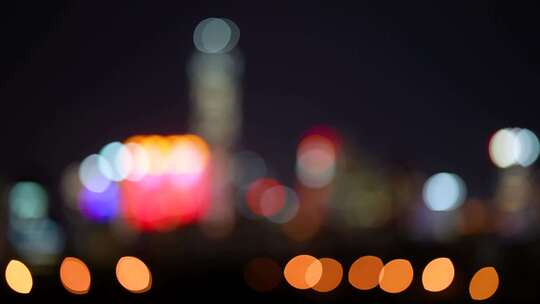 城市夜景光斑 城市霓虹视频素材模板下载