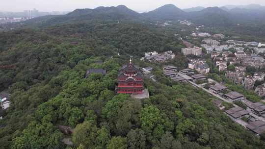 浙江杭州西湖城隍阁景区航拍