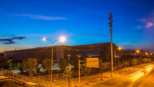湖南长沙国际会展中心夜景延时摄影