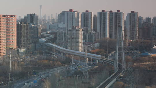 4K60P北京中国尊立水桥S弯道车流视频