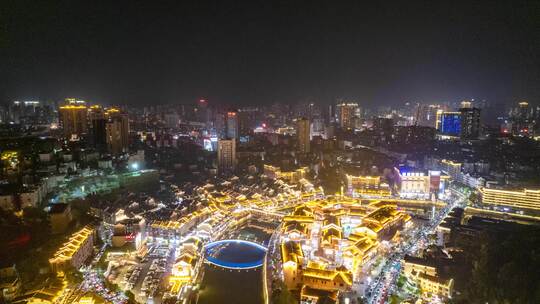 湖南郴州夜景裕后街航拍延时8K