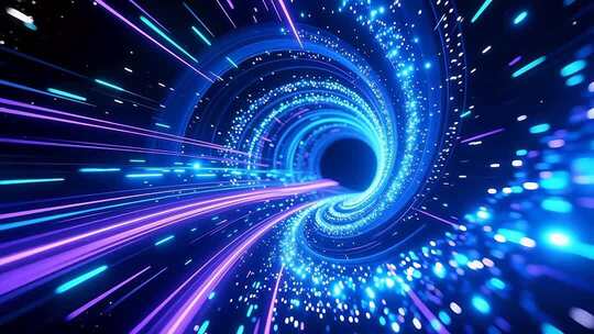 光速粒子冲击特效 穿梭时空片头 时光隧道