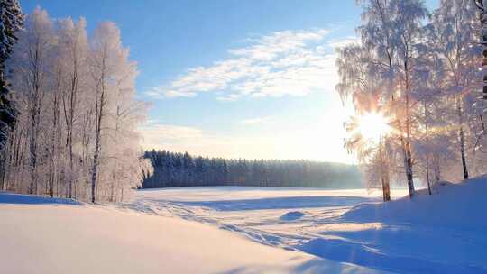 立冬小雪大雪节气世界雪地森林雾凇自然风景