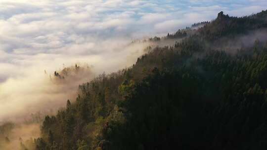 湖北利川毛坝大茅坡清晨曙光与云海山雾