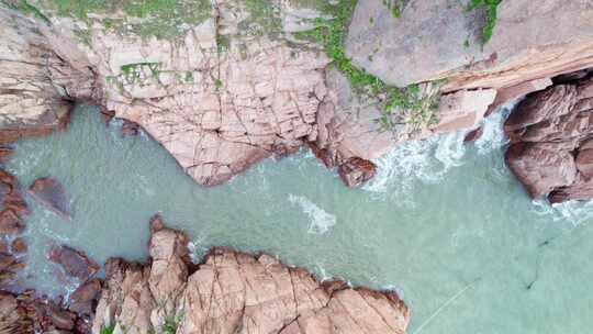 福建霞浦海浪拍打海岸风景航拍