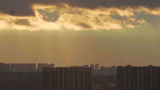 成都城市晚霞日落流云延时