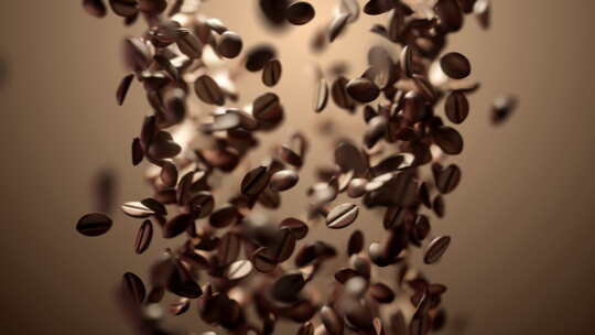 坠落的烘焙芳香咖啡豆视频素材模板下载