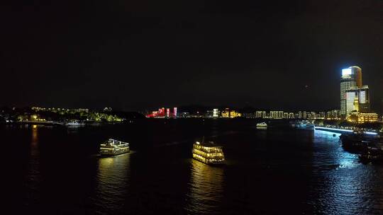 4K航拍厦门鹭江道灯光秀夜景