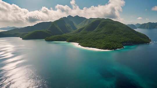 海上岛屿自然风光的鸟瞰全景