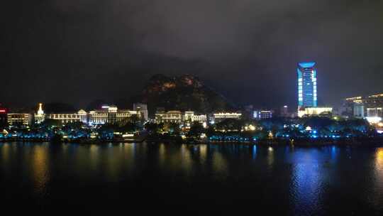 广西柳州城市夜景灯光航拍