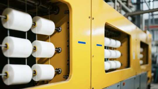 工厂内黄色纺织机器