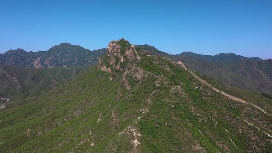 北京卧虎山长城夏季航拍风景