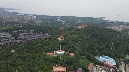 旅游景区湖南岳阳圣安古寺4A景区航拍