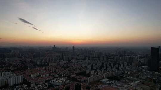 广东东莞日落晚霞城市夜景航拍