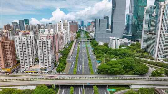 深圳_深南大道_道路交通_航拍延时002