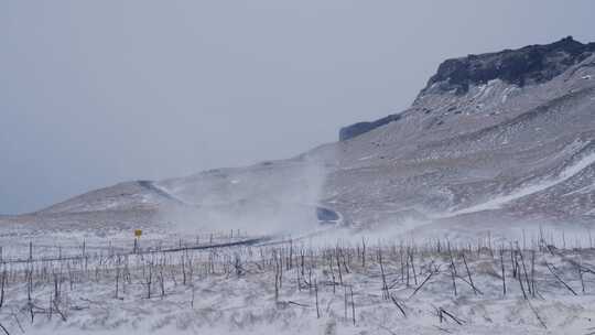 暴风雪，雪，山，路