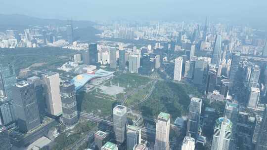 俯拍深圳市民中心广场视频素材模板下载
