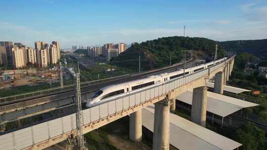 航拍中国高铁动车和谐号复兴号合集