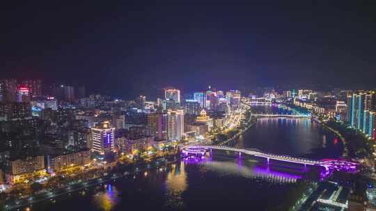 福建三明夜景延时航拍三明延时三明夜景