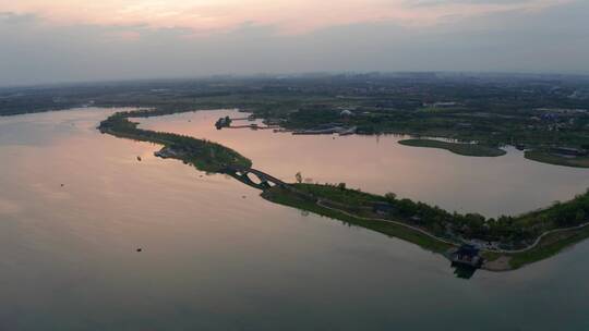 西安昆明池斗门水库全景视频素材模板下载