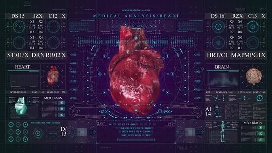 心脏科技HUD屏幕节目医疗大数据智能界面