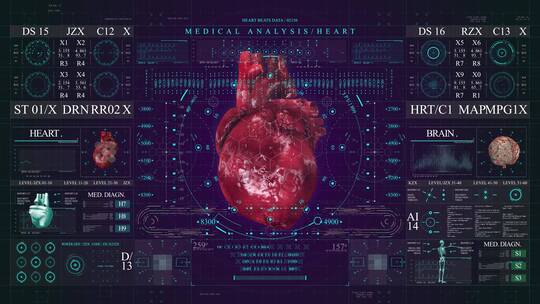 心脏科技HUD屏幕节目医疗大数据智能界面视频素材模板下载