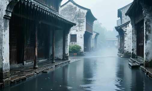 雨下雨清明屋檐雨景古镇雨天水滴雨巷雨滴